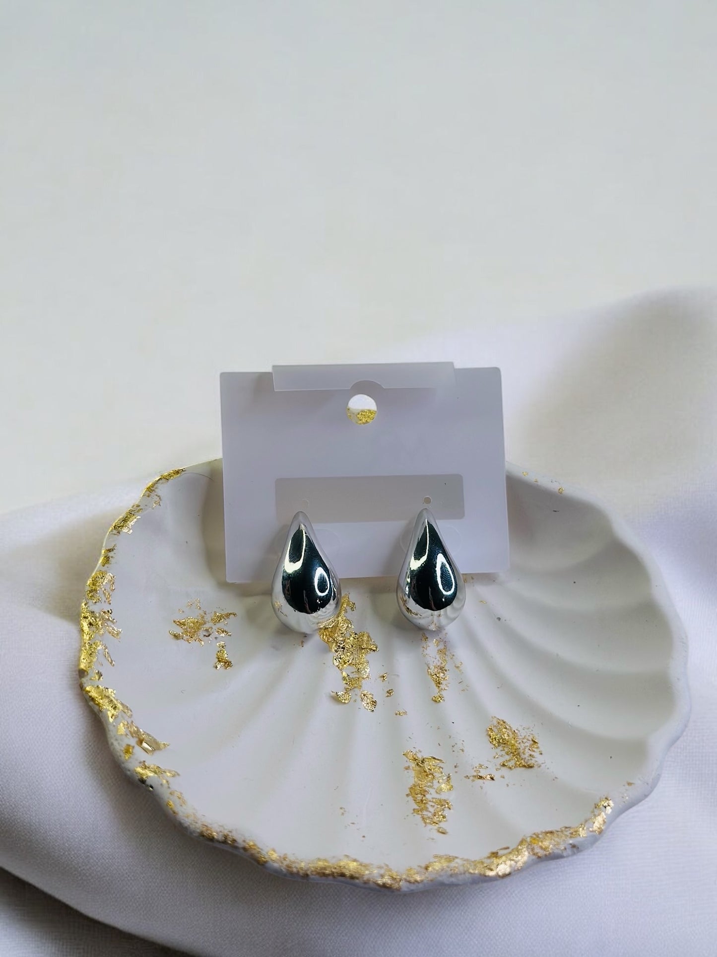 Teardrop Stud Earrings in Gold and Silver