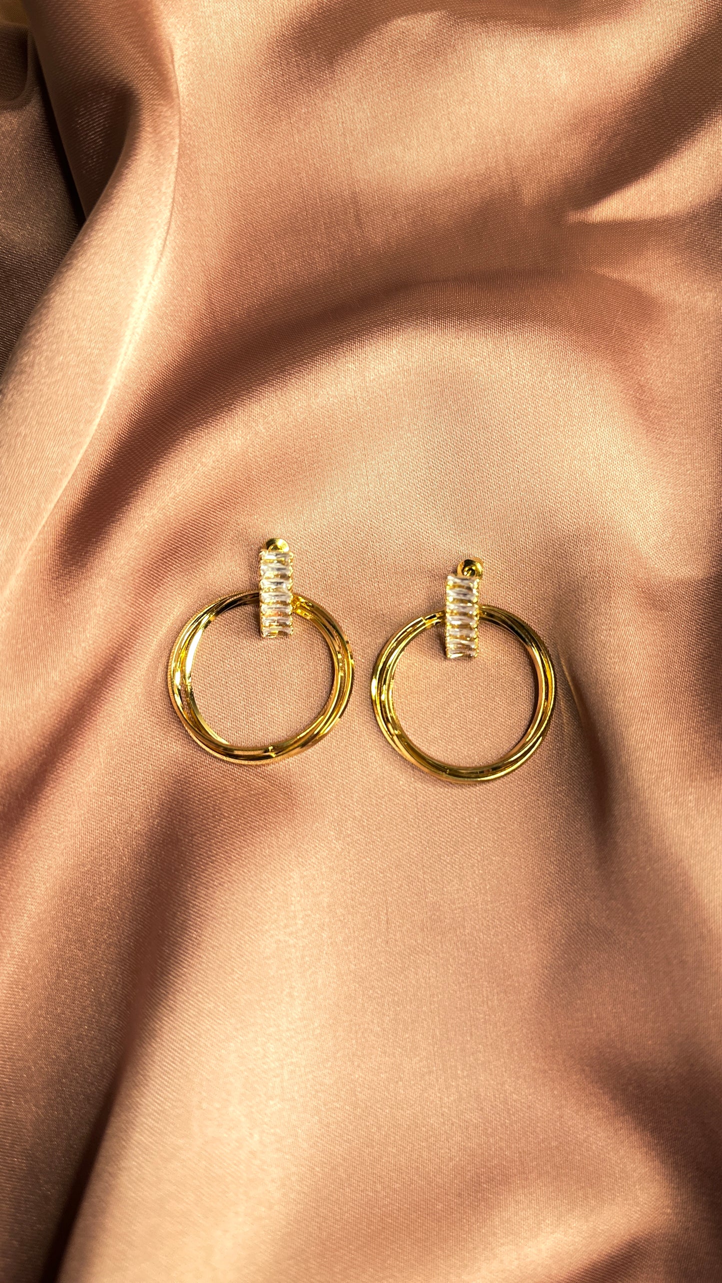 “Golden Hoop Crystal Earrings”