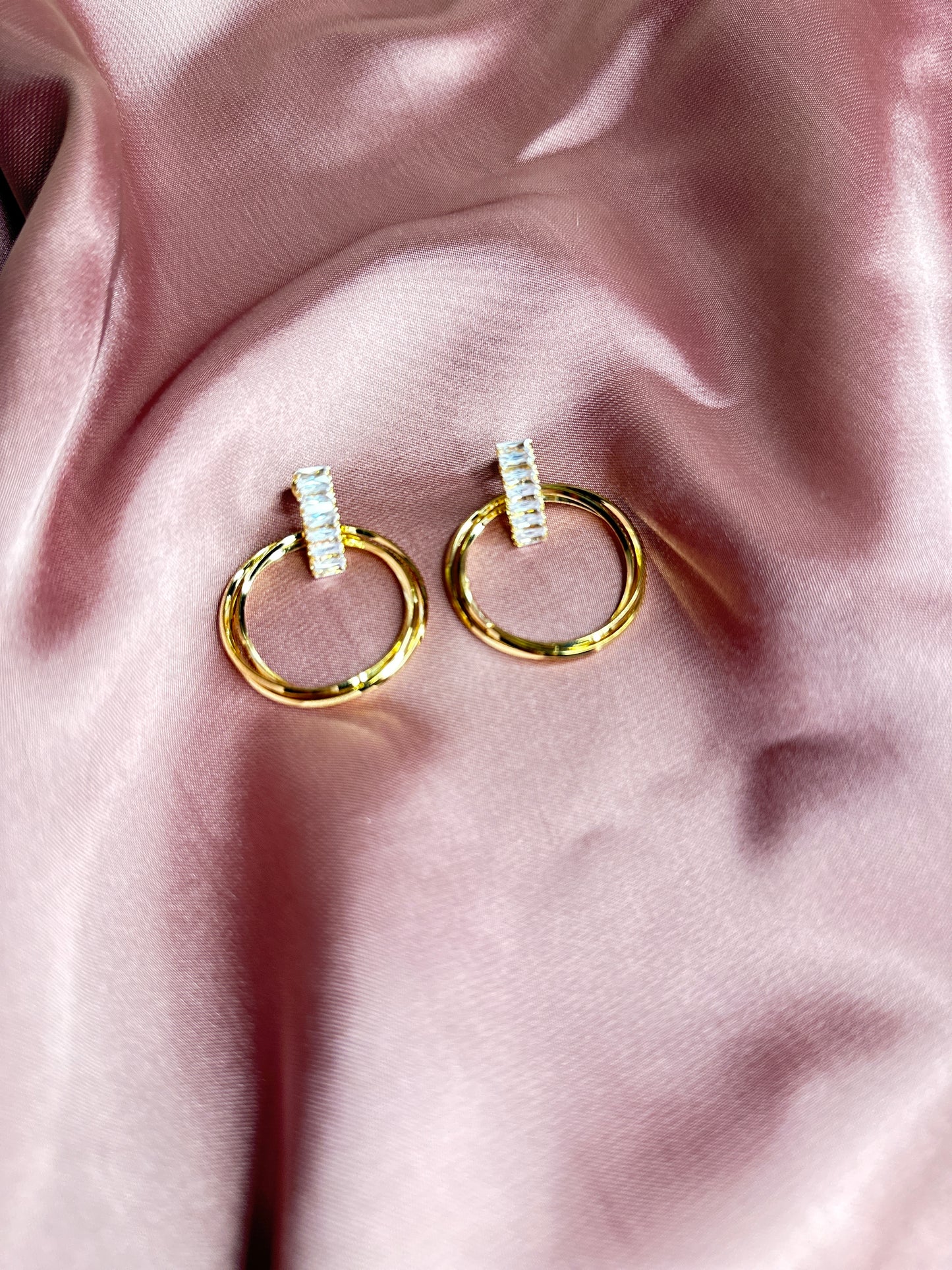 “Golden Hoop Crystal Earrings”